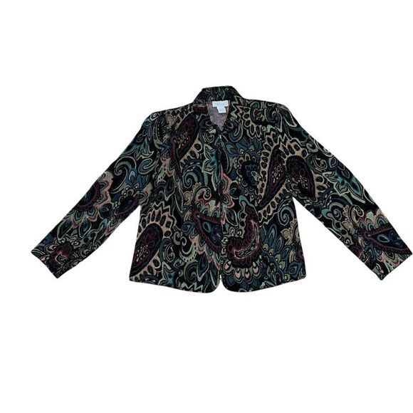 MOLLY & MAX Tapestry Textured Paisley Floral ZipUp Jacket Size Large P - Picture 1 of 8